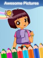 Coloring Book of Dora The Girl syot layar 2