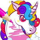 Rainbow Unicorn Island livre de coloriage icône