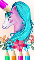 Rainbow Unicorn Island livre de coloriage Affiche