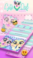 Cute Owl Emoticon Keyboard Affiche