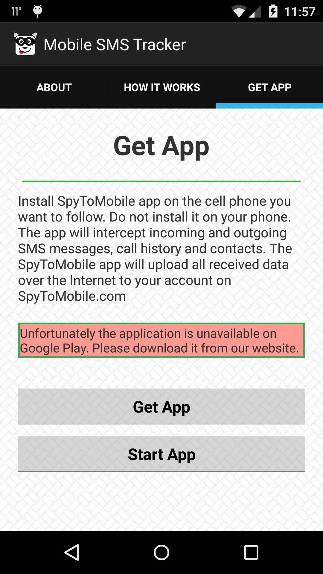 Авторизоваться на SMS-Tracker. App unavailable