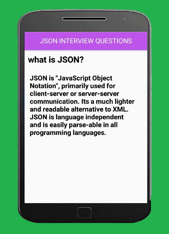 json interview questions for android apk download