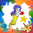 Mini Mermaid Coloring Pages icône