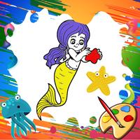 Mini Mermaid Coloring Pages Affiche