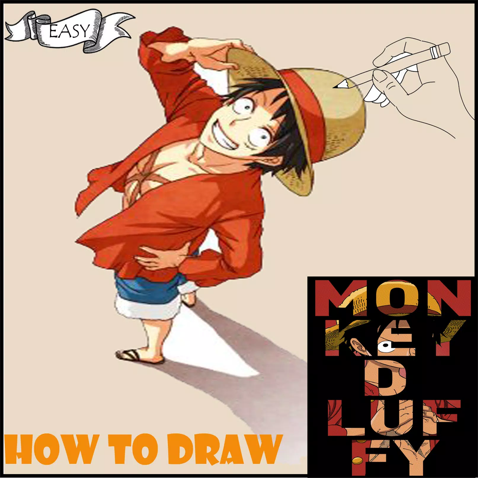 Como desenhar o LUFFY (One Piece) passo a passo, fácil e rápido 