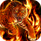 Tiger on fire live wallpaper icône
