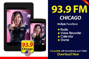 93.9 FM Radio Chicago United States Radio الملصق