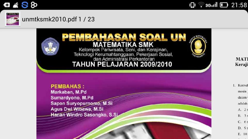 Soal Un Mtk Dan Pembahasannya Smk