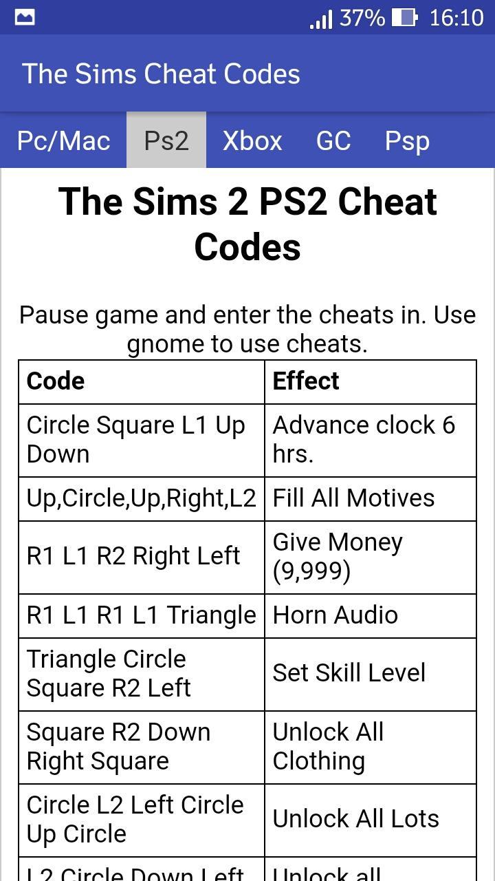 Sims Cheats for Download