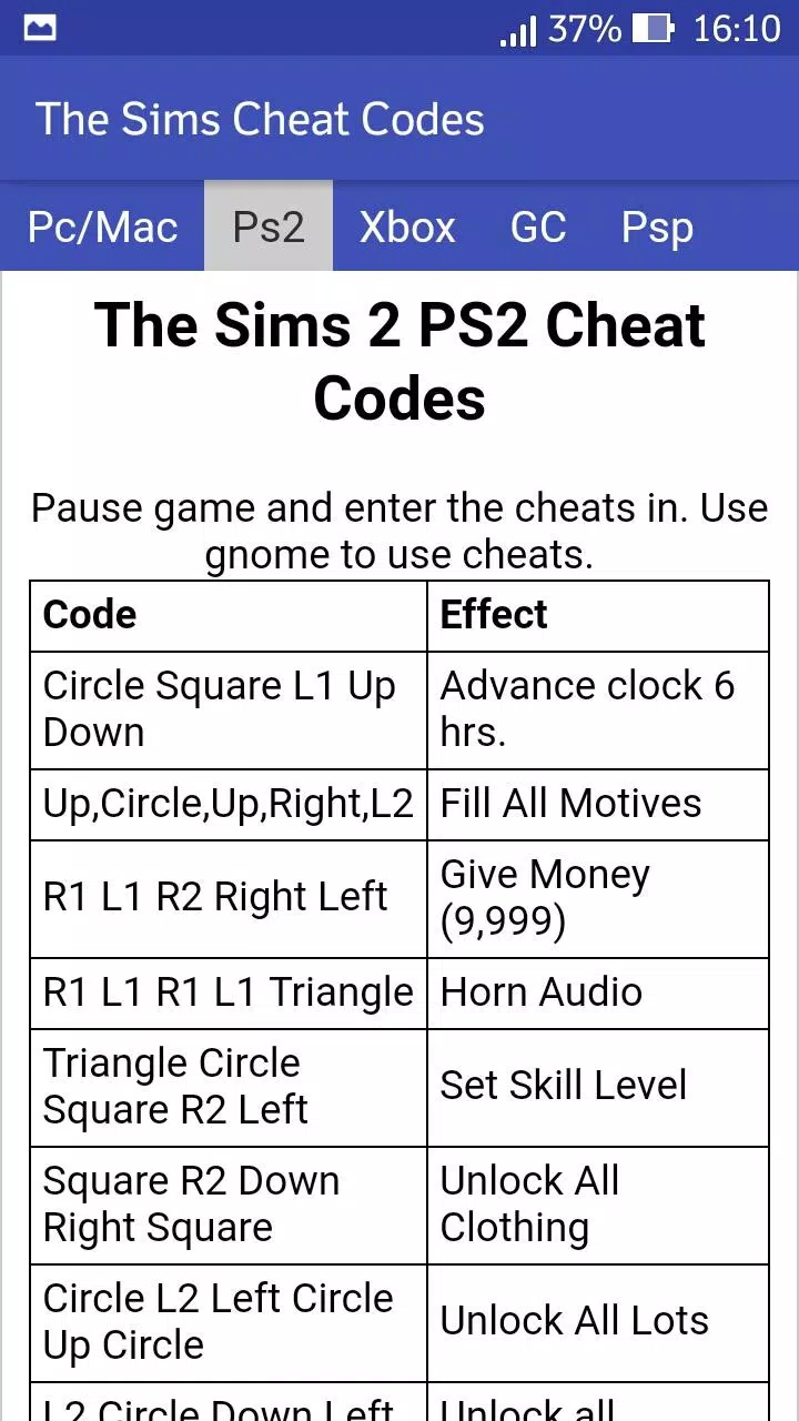 All Sims 3 Cheat Codes APK pour Android Télécharger