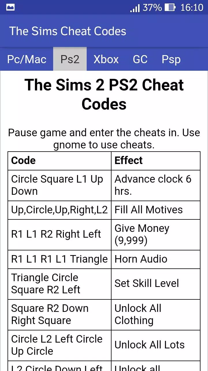 The Sims Cheats APK for Android Download