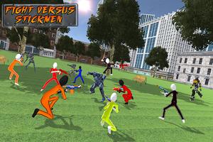 Futuristic Battle: Robotic Hero Vs Stick Villains poster