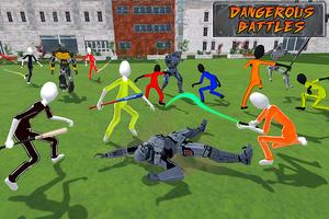 Futuristic Battle: Robotic Hero Vs Stick Villains screenshot 2