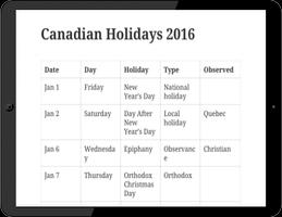 Canadian Holidays 2016 capture d'écran 1