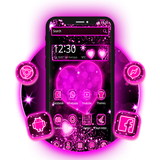 Neon Sparkling Pink Heart Theme أيقونة