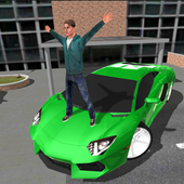 Crime wyścigu kierowcy wozu 3D ikona