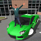 Crime race car drivers 3D ikon