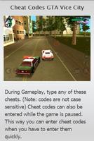 Cheat Codes GTA Vice City স্ক্রিনশট 2