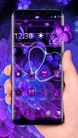 Violet Neon Black Flower Theme poster
