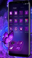 Violet Neon Black Flower Theme screenshot 2