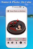Name Photo on Birthday Cake Affiche
