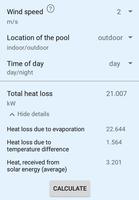 Swimming pool heat loss تصوير الشاشة 2