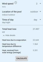 Swimming pool heat loss screenshot 2