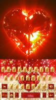 Red Golden Luxury Heart Keyboard Theme पोस्टर