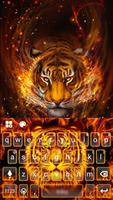 Wild Red Flaming Tiger Keyboard Theme Affiche