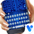 Blue Neon Tech Circuit Free Emoji Theme icône