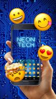 Blue Neon Tech Circuit Free Emoji Theme capture d'écran 1