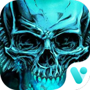 Evil 3d Green Neon Skull Free Emoji Theme APK