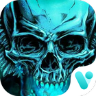 Evil 3d Green Neon Skull Free Emoji Theme icône
