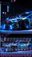 Neon Sports Racing Car Free Emoji Theme Affiche