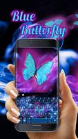 Blue Butterfly Free Emoji Keyboard imagem de tela 1