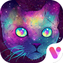 Purple Galaxy Cat Free Emoji Theme APK