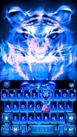 Blue Neon Flaming Tiger Free Emoji Theme Affiche