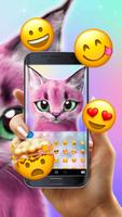 Pink Cute Cat Free Emoji Theme capture d'écran 2
