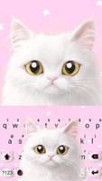 White Cute Cat Free Emoji Theme Affiche