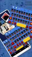 Cute Mickey Mouse Blue Free Emoji Theme الملصق