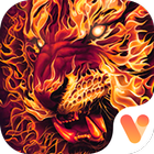Red Flame Tiger 3D Keyboard Theme icône