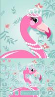 Pink Nobiliary Flamingo Keyboard Theme Affiche