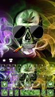 Cool Smoking Weed Skull Free Emoji Theme Affiche