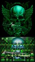 Green Hell Skull Devil Knife for Keyboard Theme Affiche