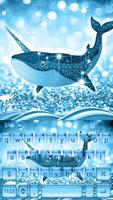 Cartoon Blue Whale Unicorn Free Emoji Theme Affiche