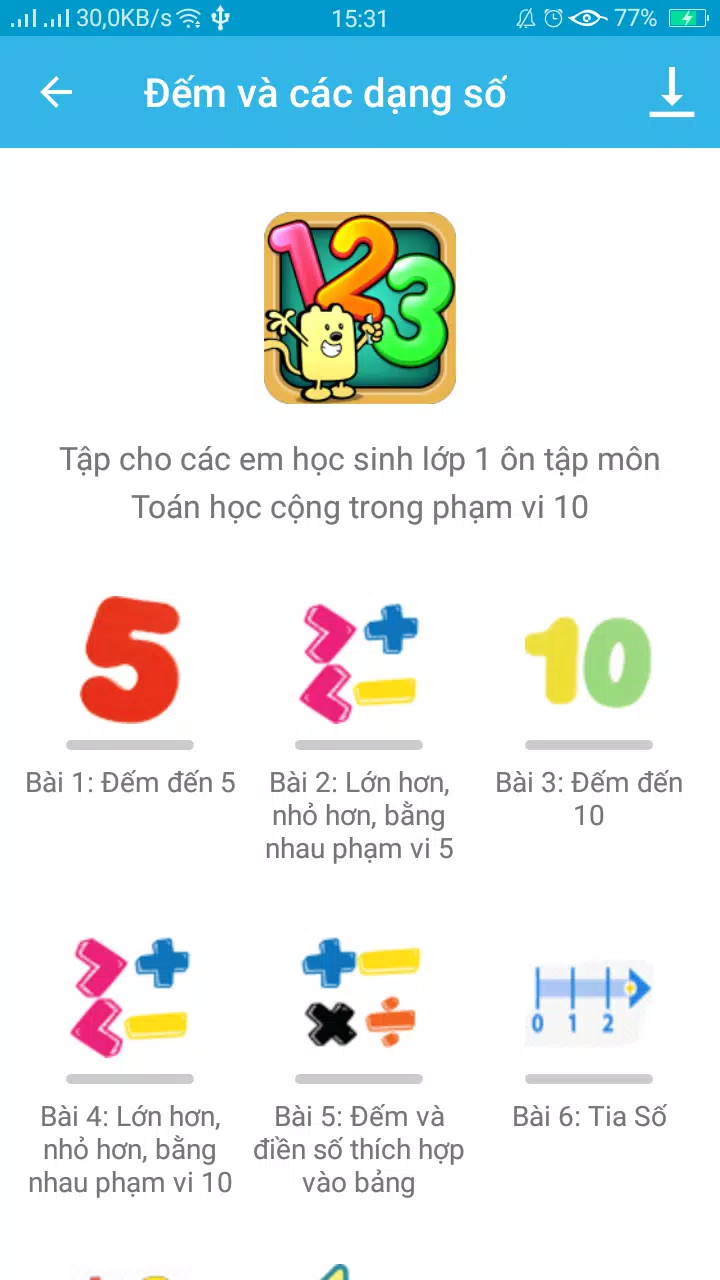 Tải Xuống Apk Vndoc - Toán Lớp 1 Cho Android