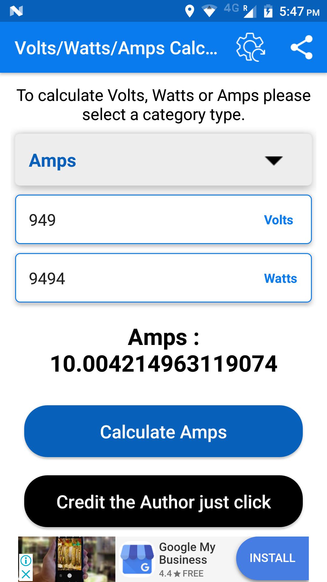 Volts/Watts/Amps Calculator for Android - APK Download