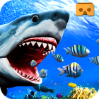 VR ataque de tubarão irritado azul alto ícone