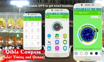 Qibla Compass(Quran and Salat timings) poster