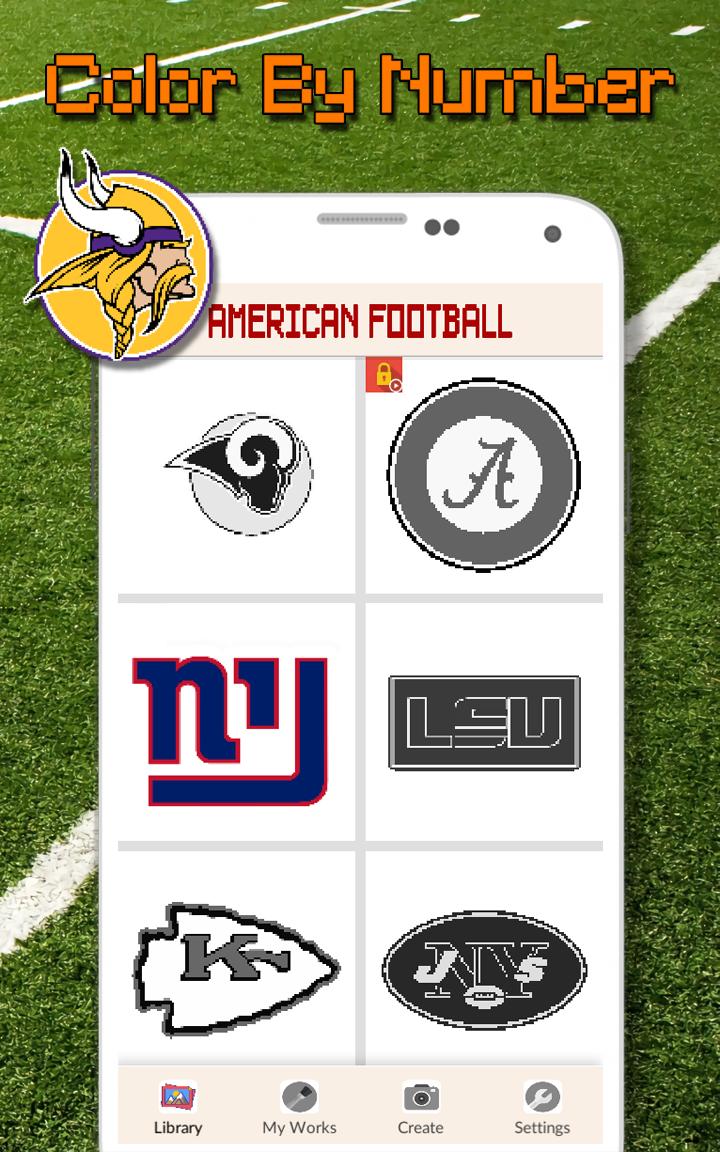 American Football Logo Color By Number Pixel Art For